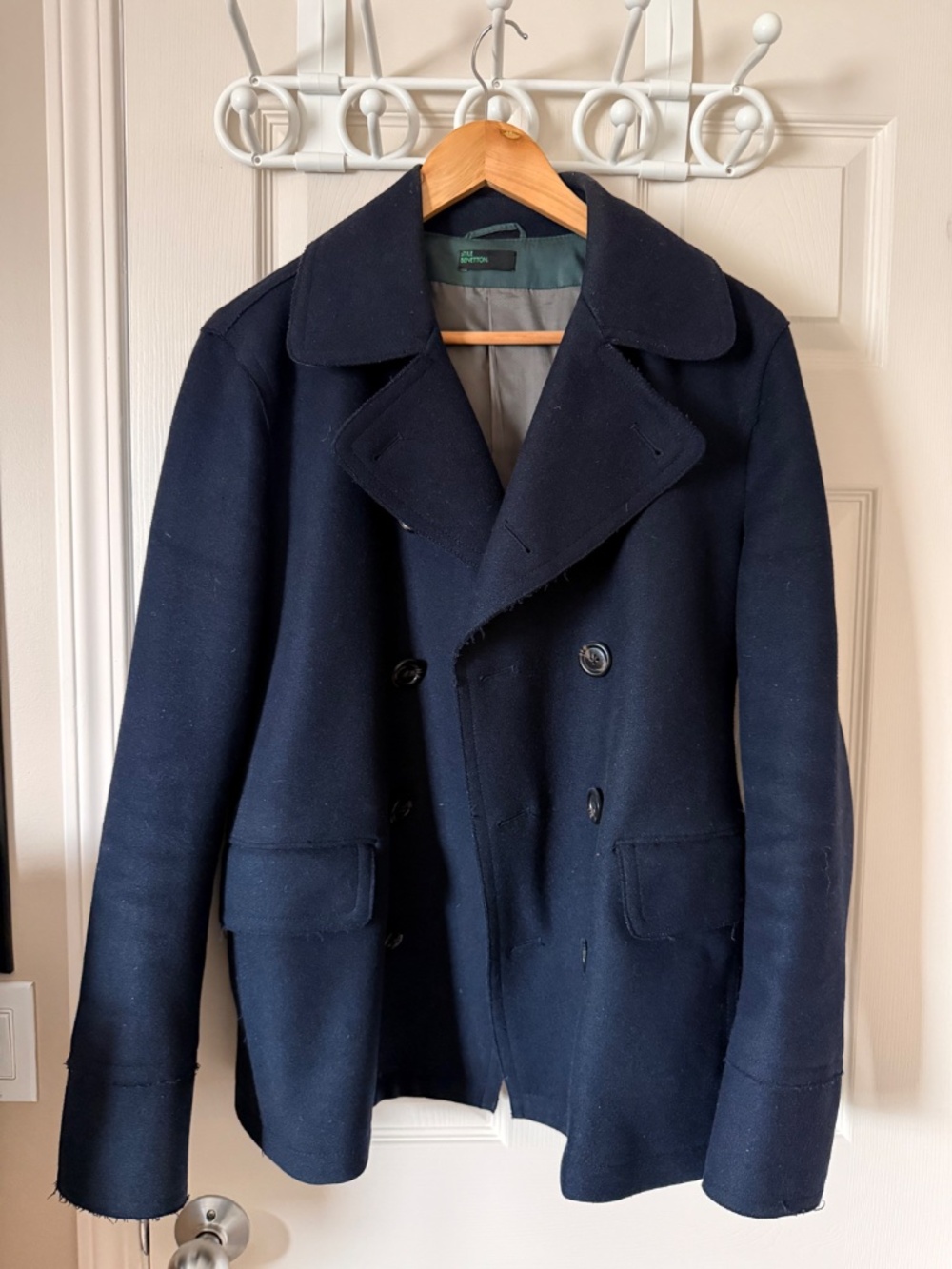 United Colors of Benetton Double-Breasted Pea Coat – Navy – Men’s US 38 / EU 48
